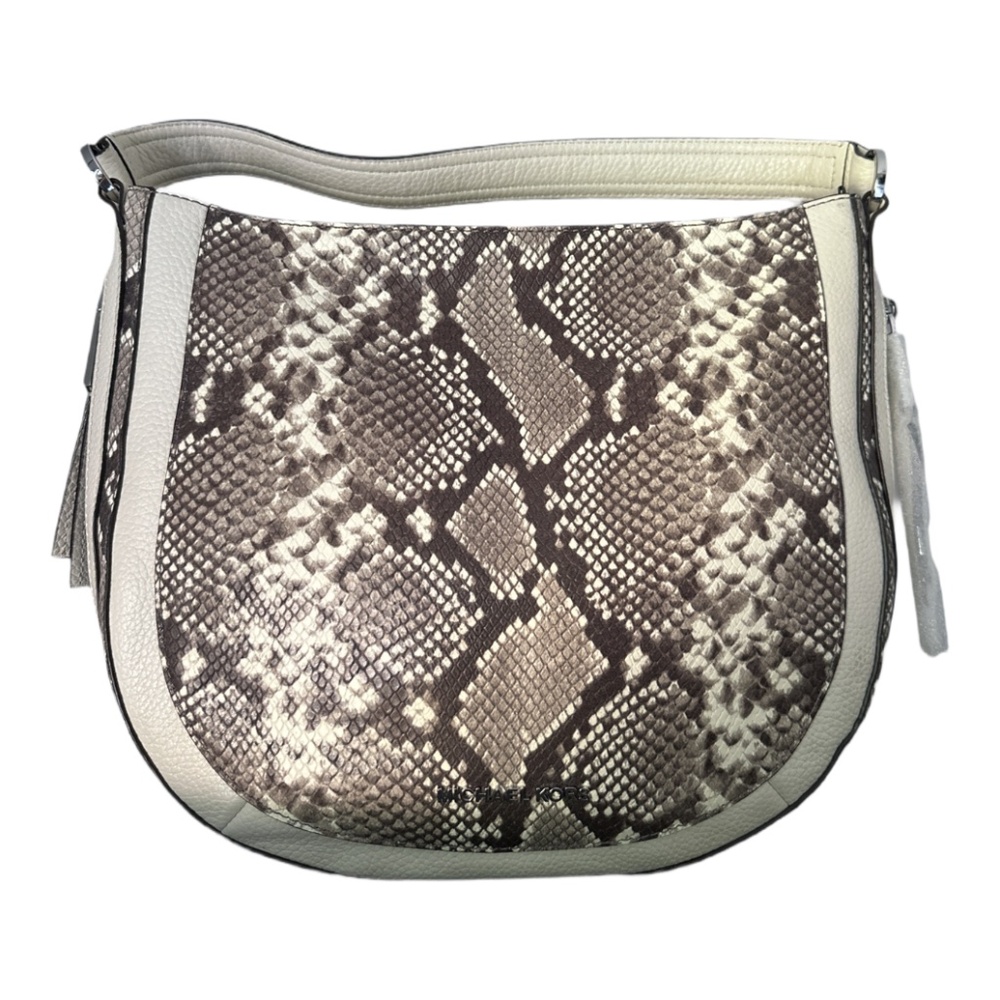 NWT Michael Kors Julia Convertible Shoulder Embossed Leather Python Print